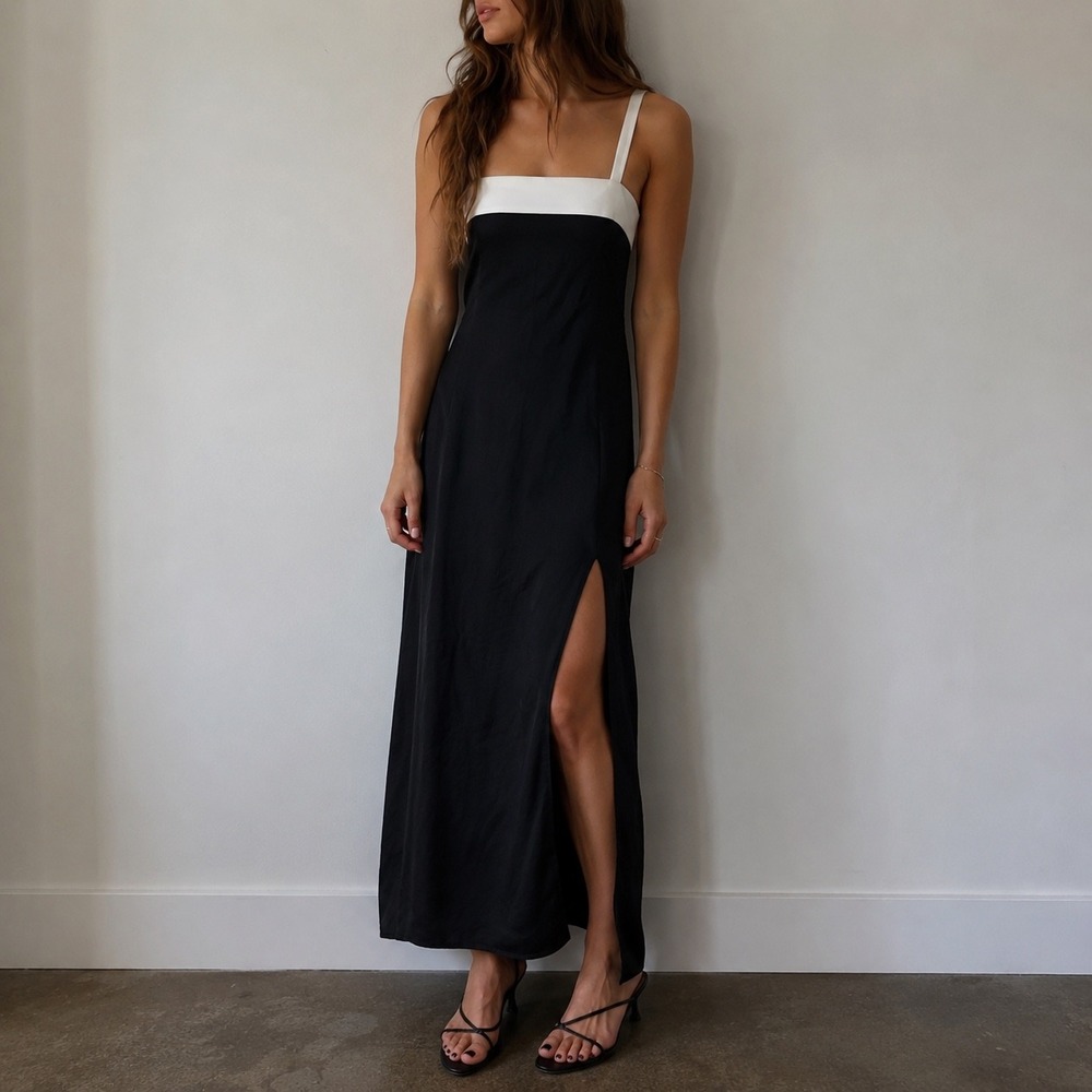 Trois Crawford Linen Midi Maxi Dress Size 6/8 Minimalist Old Money Chic